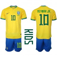 Camisa de time de futebol Brasil Neymar Jr #10 Replicas 1º Equipamento Infantil Mundo 2022 Manga Curta (+ Calças curtas)